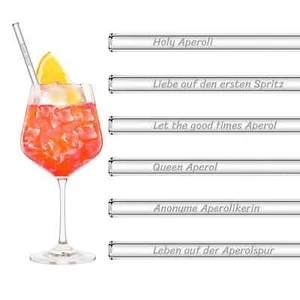 HALM Aperol Spritz Sprüche Glasstrohhalme Holy Aperoli Edition - 6 lustige Tri - Picture 1 of 12