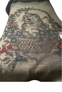 Biederlack Cat Flower Basket Reversible Throw Blanket Oversize 60" x 80" USA - Picture 1 of 2