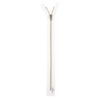 5 YKK Pants Zippers  Silver Nickel Metal Zipper, Closed End, White Tape - Image 1 of 4