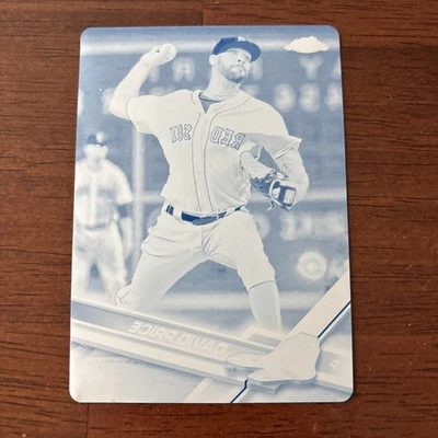 2017 Topps Chrome David Price Boston Red Sox Cyan Printing Plate 1/1 - Image 1 of 4