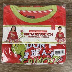 Dr Seuss The Grinch Don’t Be A Grinch Kids Holiday Family Pajamas XL 14/16 - Picture 1 of 7
