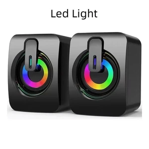 Mini USB Computer Speakers with LED Lights HiFi Stereo Bass PC Sound - Picture 1 of 7