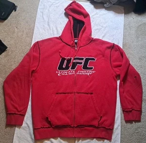 Vintage UFC Hoodie Men’s XL Red Full Zip Fleece MMA Jiu Jitsu Ultimate Fighting - Picture 1 of 15