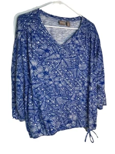 Chicos Abstract Floral Art Print  Top Blouse sz 2 / L (15 - Picture 1 of 6