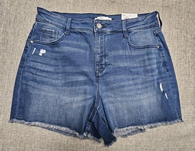 Nine West Shorts Womens 12 Blue Denim Distressed Raw Hem 5-Pocket WWGD03SWC Foto 1 de 4