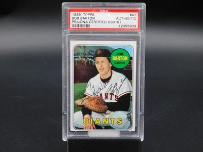 Bob Barton Signed 1969 Topps Baseball Card #41 SF Giants Deceased 2018 PSA DNA - Image 1 of 2