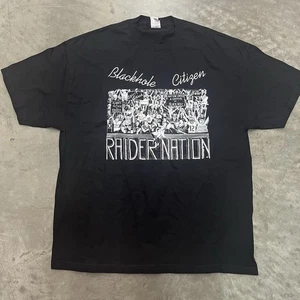 Oakland Raiders T-Shirt Raider Nation Blackhole Citizen Adult Short Sleeve 2XL - Picture 1 of 4
