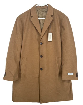 KENNETH COLE Overcoat Mens Size 46R Dark Camel Classic Fit Chesterfie NWT $395 - Image 1 of 4