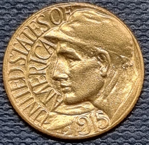 1915 S PAN-PAC Panama Pacific Commemorative $1 Gold One Dollar AU - UNC #93240 - Picture 1 of 2