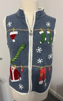 Colete de Natal azul Mercer Street Studio, tamanho grande - Imagem 1 de 4