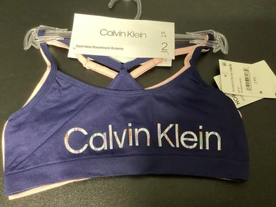 Paquete de 2 bralette Calvin Klein espalda cruzada sin costuras juvenil 7/8 mediano Foto 1 de 3