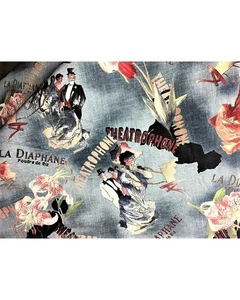 Tessuto di cotone stampato scritte parigi alto 150 cm 9001C - Imagen 1 de 3