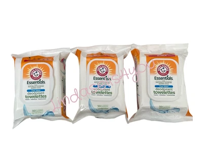Arm & Hammer Essentials 90 CLEAR WATER Deodorant Towelettes Wipes (3 Pack of 30) - Image 1 of 4