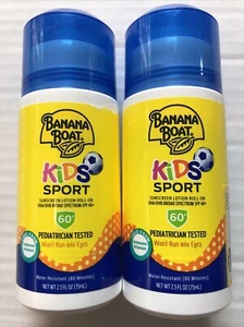 2 Pack Banana Boat Kids Sport Roll-On Lotion SPF 60+ Sunscreen 2.5 Fl Oz - Picture 1 of 2