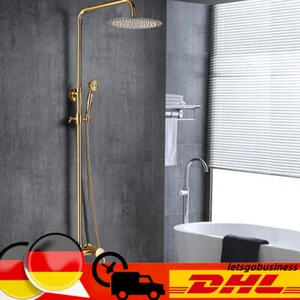 Gold Duscharmatur Duschsystem Regendusche Duschpaneel Set rund mit Handbrause - Bild 1 von 15