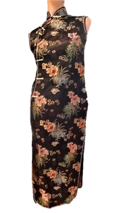Asian Dress Yue He Shi Lu Woman Style black Floral sleeveless Large - Picture 1 of 6