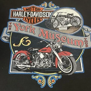*CUT* VTG 1992 Harley Davidson York Museum T Shirt Single Stitch PN 2XL *Read* - Picture 1 of 8
