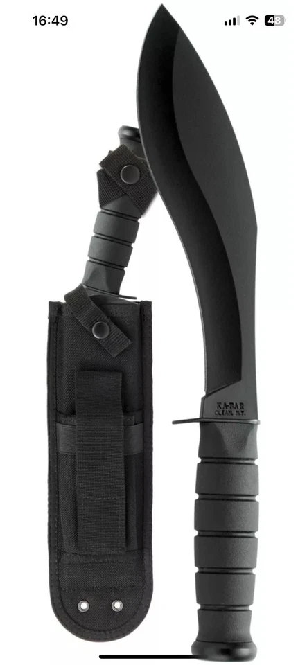 Cuchillo Ka-Bar 1280 Combat Kukri 13 1/2" Total 8 5/8" 1095 Acero Alto Carbono Foto 1 de 4
