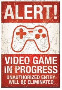 ¡Alerta! Videojuegos en curso - Imán de caja de hielo para refrigerador de 3" x 2" M2037 - Imagen 1 de 1