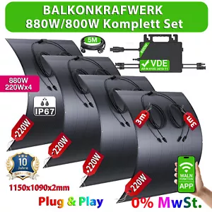 Balkonkraftwerk Komplettpaket--880W Flexibles Solarmodul Mit 800W Wechselrichter - Bild 1 von 21