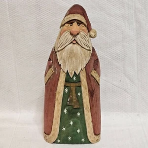 Vtg 8" Folk Art Hand Carved Wooden Santa Figurine Artist Signed Dick Sawer - Picture 1 of 14