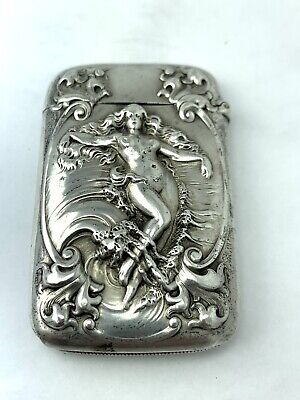 Art Nouveau Figural Woman Match Safe Gorham Sterling Silver 1899 Date Mark • 127.96$