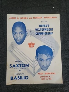 CARMEN BASILIO V JOHNNY SAXTON - WORLD WWC - BOXPROGRAMM - 1956 - HOFer BASILIO !!! - Bild 1 von 2