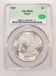 1921 P Morgan Silver Dollar CACG MS63 Choice BU, Well Struck, Super PQ Blazer! - Picture 1 of 2
