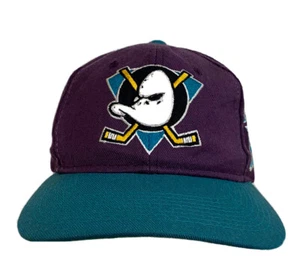Vintage Anaheim Mighty Ducks Sports Specialties Side Wave Script Snapback Wool - Picture 1 of 12