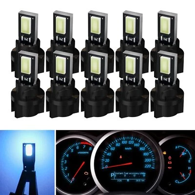10X Ice Blue T5 74 5630 LED Bulb Instrument Panel Cluster Lights W/ Twist Socket Foto 1 de 4