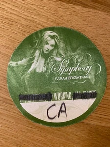 2008 Sarah Brightman The Symphony World tour concert tour Backstage Pass - Picture 1 of 2