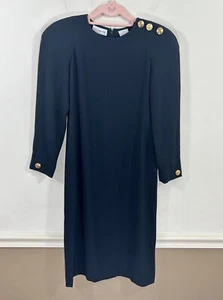 Vintage Liz Claiborne Women's Black Dress Size 4 Petite 3/4 Sleeve Classy - Picture 1 of 11