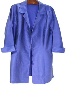 N - NEW Karen Kane Lifestyle L Blueberry Silk Shantung Mini Tunic Coat Dress - Picture 1 of 9