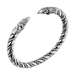 Bracciale vichingo uomo Odino's Raven teste ragnar braccio anello torc norreno gioielli pagani - Foto 1 di 16