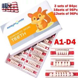 96XDental Acrylharz Zähne Komplettset Vorderer Hinterer Zahnersatz A1/A2/A3 - Bild 1 von 17