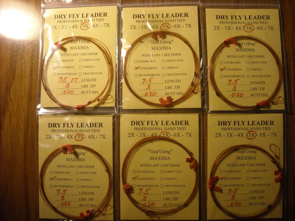 LÍDERES DE PESCA CON MOSCA, LÍDERES CÓNICOS, MAX/ULTRAGREEN,- 7 1/2 FT.- 5X- 3 LB 6PKS Foto 1 de 1