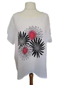 ladies 100% cotton tunic top made in italy fits 16 18 20 22 NEW 157 - Picture 1 of 2