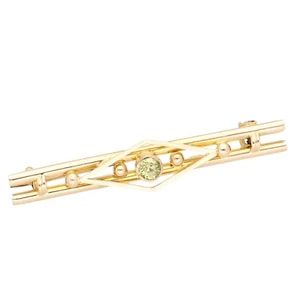 Vintage 9Carat Yellow Gold Peridot Brooch (42x8mm) - Picture 1 of 2