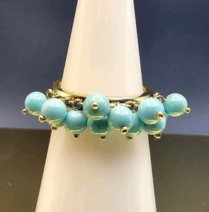 Le Vian 14k Yellow Gold Ring w/ Robin's Egg Blue Turquoise Beads Size 6 - 3.62g - Picture 1 of 24