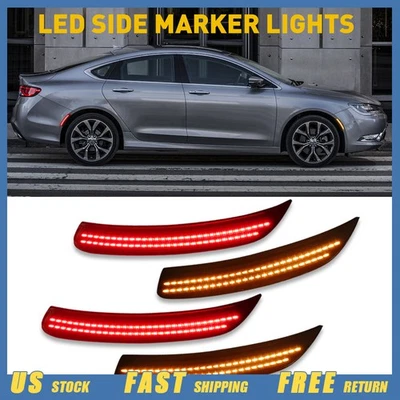 Luz de señalización lateral ahumada LED ámbar súper roja brillante Fit Chrysler 200 2015-2017 Foto 1 de 4