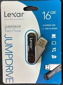 Lexar 16GB Hi-Speed USB JumpDrive Twist Turn Flash Drive Black New - Zdjęcie 1 z 2