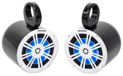 2 Kicker 51KM604WL 6.5" KM- Series 150 Watt Marine LED Wakeboard Tower Speakers - Image 1 of 4