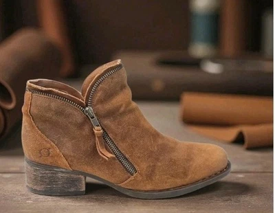 Botín Born Montoro Il Envejecido Marrón Gamuza Cuero Cremallera Acento Talla 10 (42) Foto 1 de 4