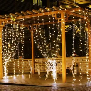 Solar Curtain Fairy String Lights Hanging Gazebo Patio Garden Waterfall Lights~ - Picture 1 of 23