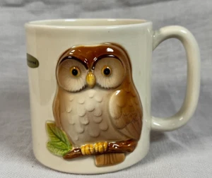 Taza de café vintage Otagiri 1981 doble cara pintada a mano búho taza de té pájaro Japón - Imagen 1 de 13