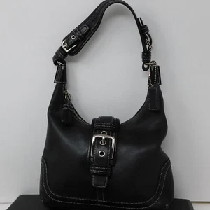 Coach Hampton borsa a tracolla in pelle nera con fibbia 7462 - Foto 1 di 8