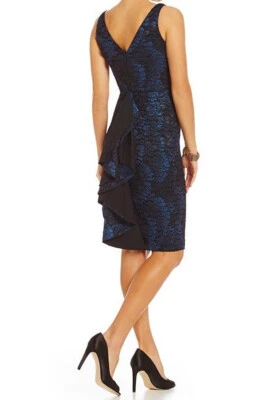 VESTIDO BELLE BADGLEY MISCHKA ITZEL BORDADO FLORAL TINTA AZUL TALLA 6 Foto 1 de 4
