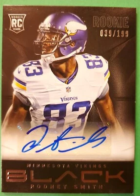 RODNEY SMITH 2013 BLACK AUTO AUTOGRAPH ROOKIE CARD SP# 39/199-VIKINGS - Image 1 of 2