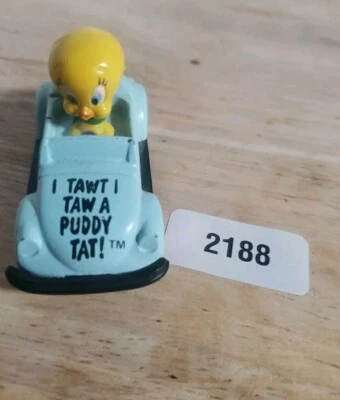 Tweety Bird 带汽车 Looney Tunes 1988 玩具 I Taw A Puddy Tat 美国 — 第 1/4 张图片
