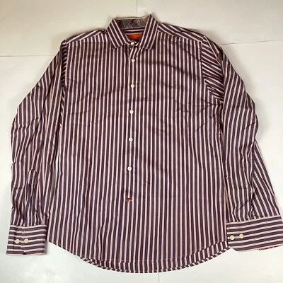 TALLIA Mens Button Down Multicolor Cotton Long Sleeve sz M Medium Striped Top - Image 1 of 4